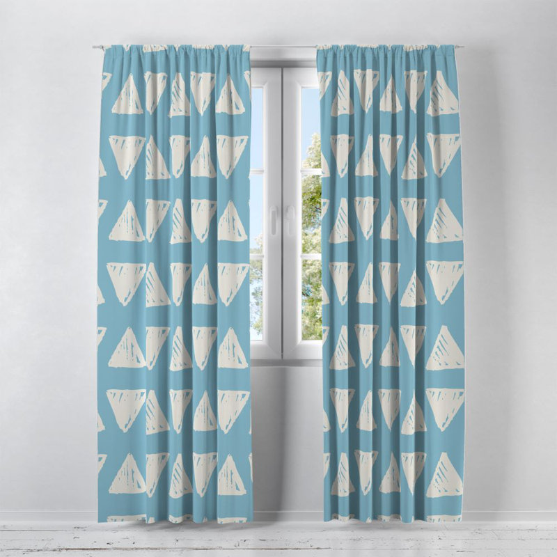 Folk N Funky Light Blue Geometric Pattern Window Curtains Wayfair.ca